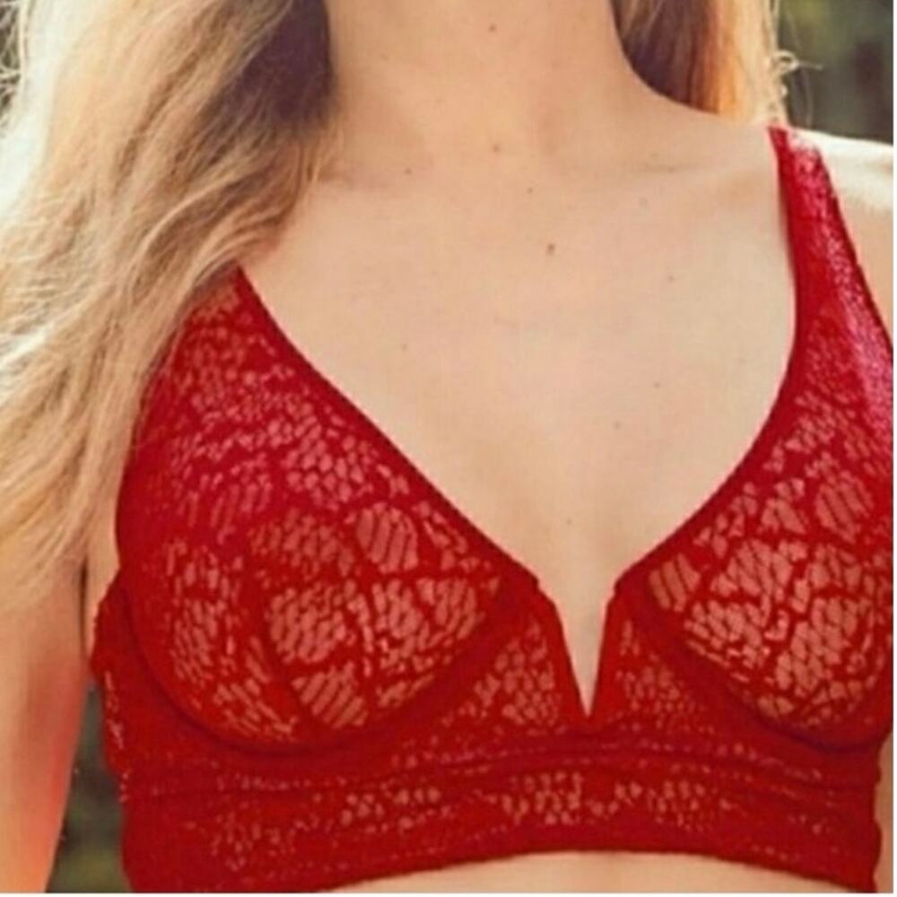 Free People Tameeka Red Lace Underwire Bralette size XS